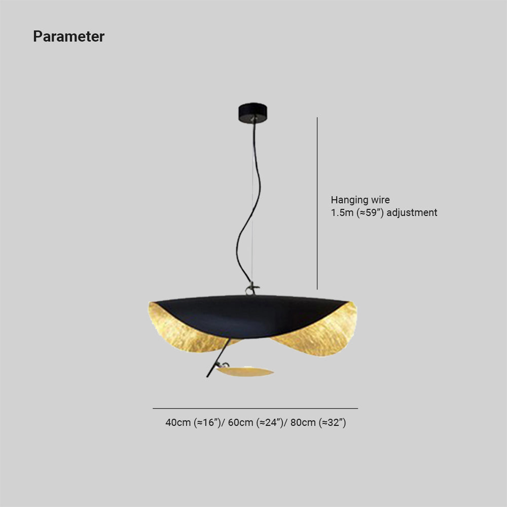 Metal pendant light with twisted rod, gold leaf, warm light for kitchen island, dining area, living room, 3 color options | Sansoti