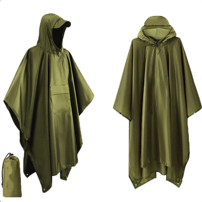 Waterdichte Regenponcho met Capuchon – 3-in-1 Outdoor Bescherming voor Wandelen Kamperen Tuin | Sansoti