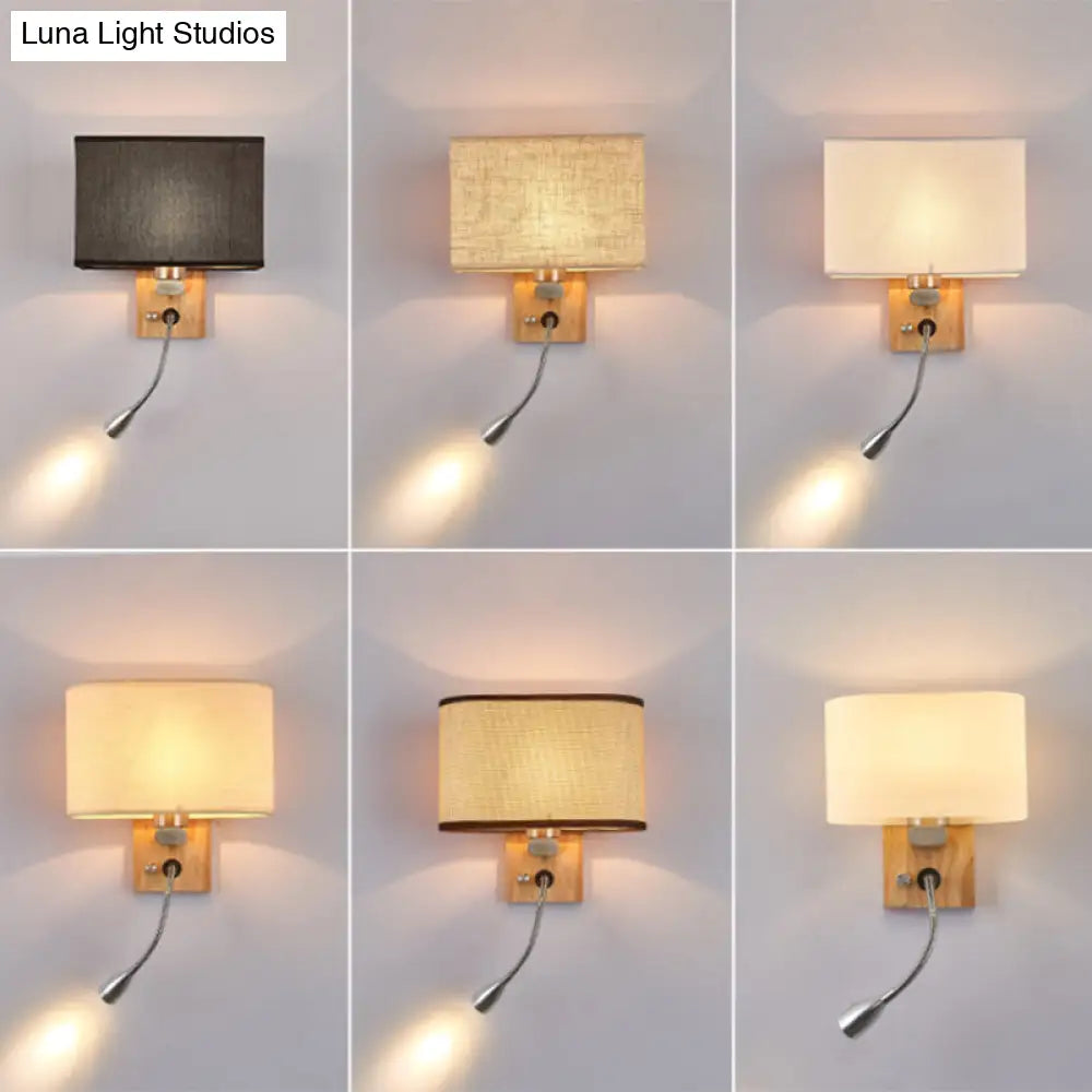 Regulowana lampa ścienna do czytania z beżowym kloszem z tkaniny metal w kolorze szampańskim do sypialni i przy łóżku oprawka E26 E27 | Sansoti