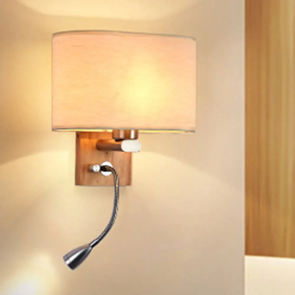Regulowana lampa ścienna do czytania z beżowym kloszem z tkaniny metal w kolorze szampańskim do sypialni i przy łóżku oprawka E26 E27 | Sansoti