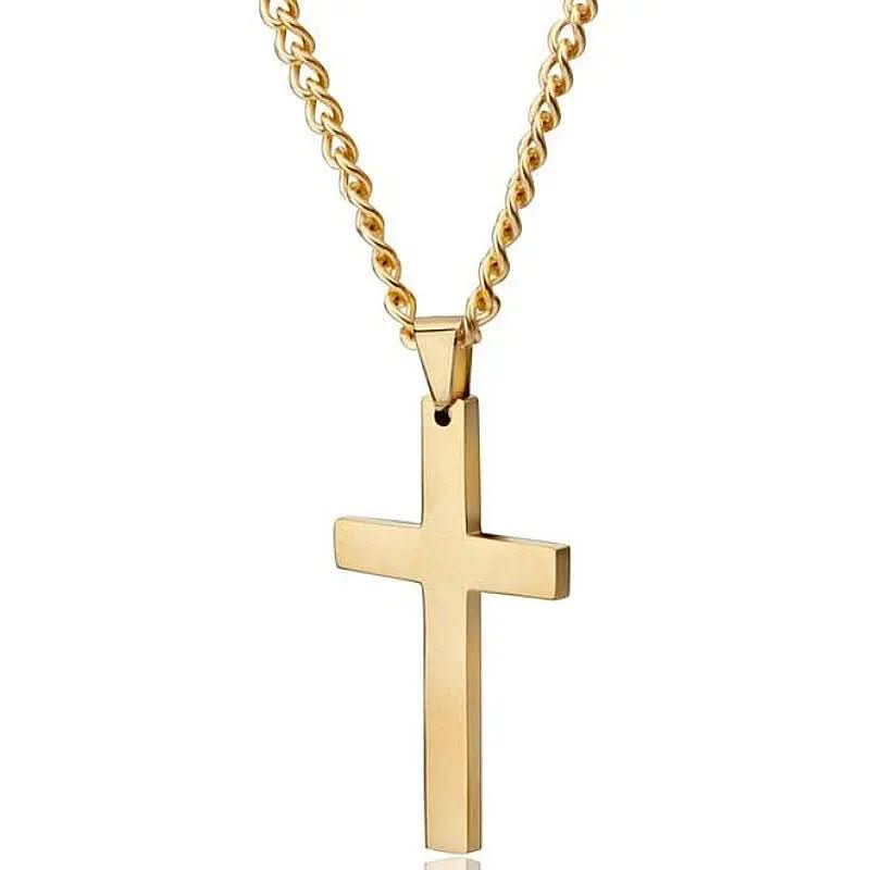 Kruisketting Heren RVS Hanger Religieus Symbool Dagelijks Stijlvol Cadeau Zwart Zilver Goud Sieraad Accessoire | Sansoti