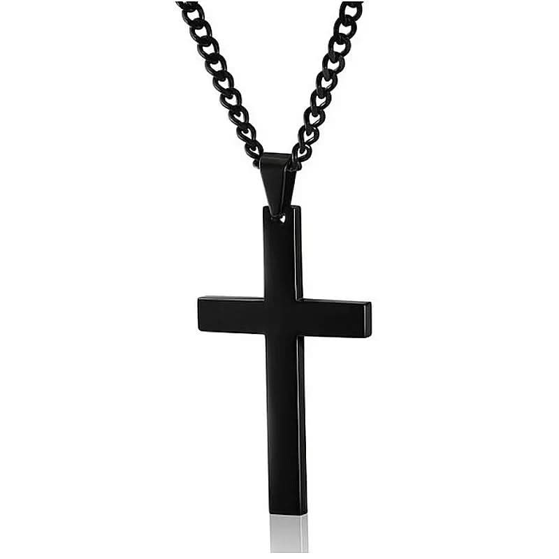 Kruisketting Heren RVS Hanger Religieus Symbool Dagelijks Stijlvol Cadeau Zwart Zilver Goud Sieraad Accessoire | Sansoti