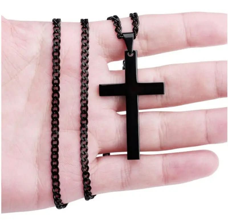 Kruisketting Heren RVS Hanger Religieus Symbool Dagelijks Stijlvol Cadeau Zwart Zilver Goud Sieraad Accessoire | Sansoti