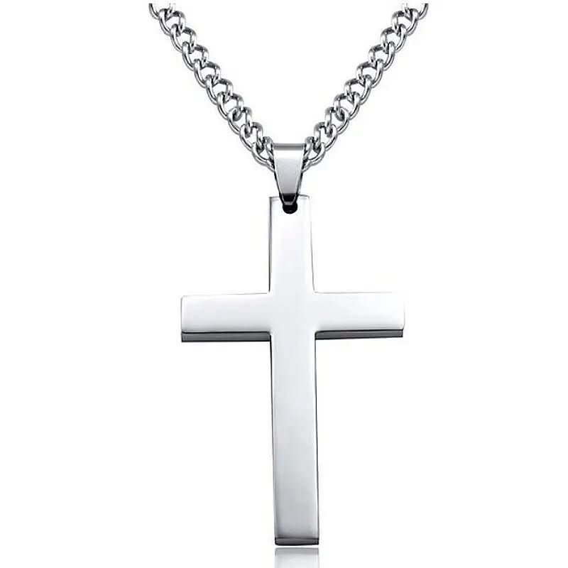 Kruisketting Heren RVS Hanger Religieus Symbool Dagelijks Stijlvol Cadeau Zwart Zilver Goud Sieraad Accessoire | Sansoti