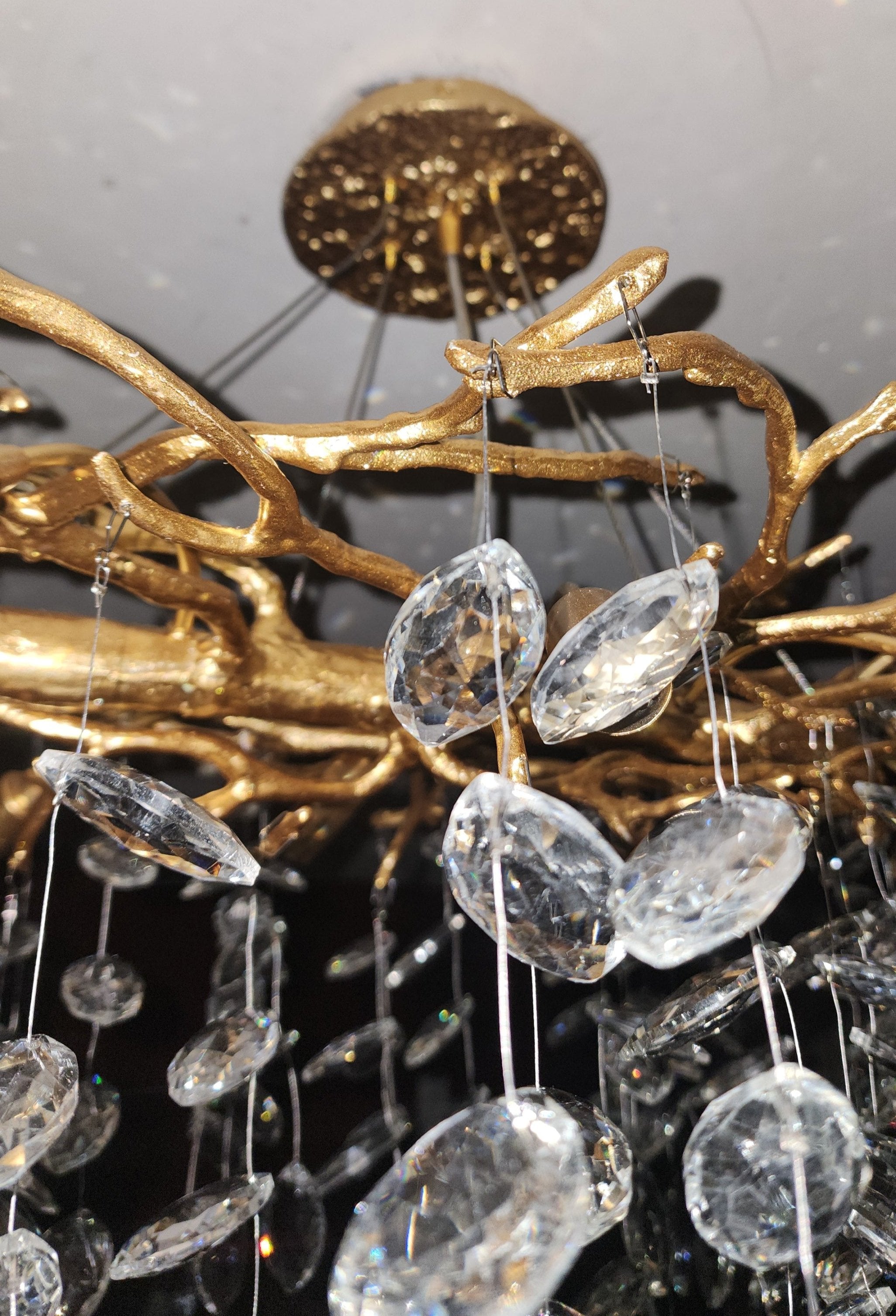 Lustre en cristal au design de branches avec éclairage LED G9, à intensité variable, pour salle à manger et salon, éclairage d'ambiance | Sansoti