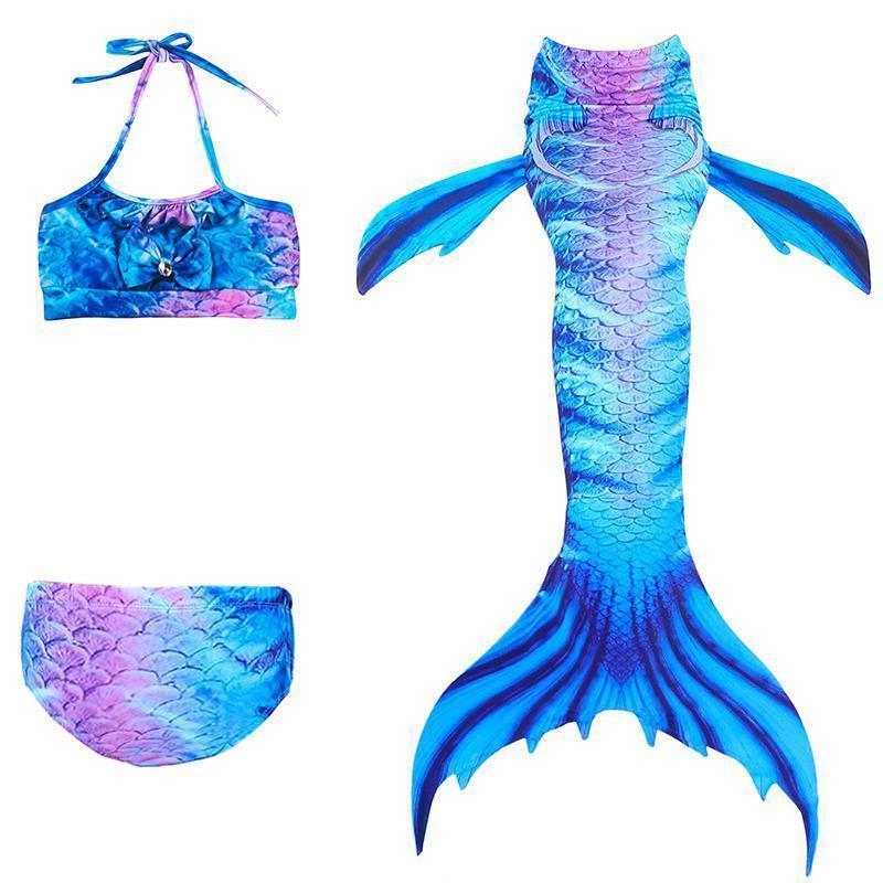 Meerjungfrauen-Schwimmset für Mädchen, 3-teilig, mit Schwanz, Top und Höschen, Schwimmbad, Strand, Kostüm für Verkleidungspartys, Fantasie | Sansoti