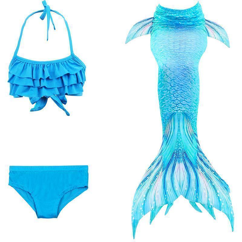 Meerjungfrauen-Schwimmset für Mädchen, 3-teilig, mit Schwanz, Top und Höschen, Schwimmbad, Strand, Kostüm für Verkleidungspartys, Fantasie | Sansoti