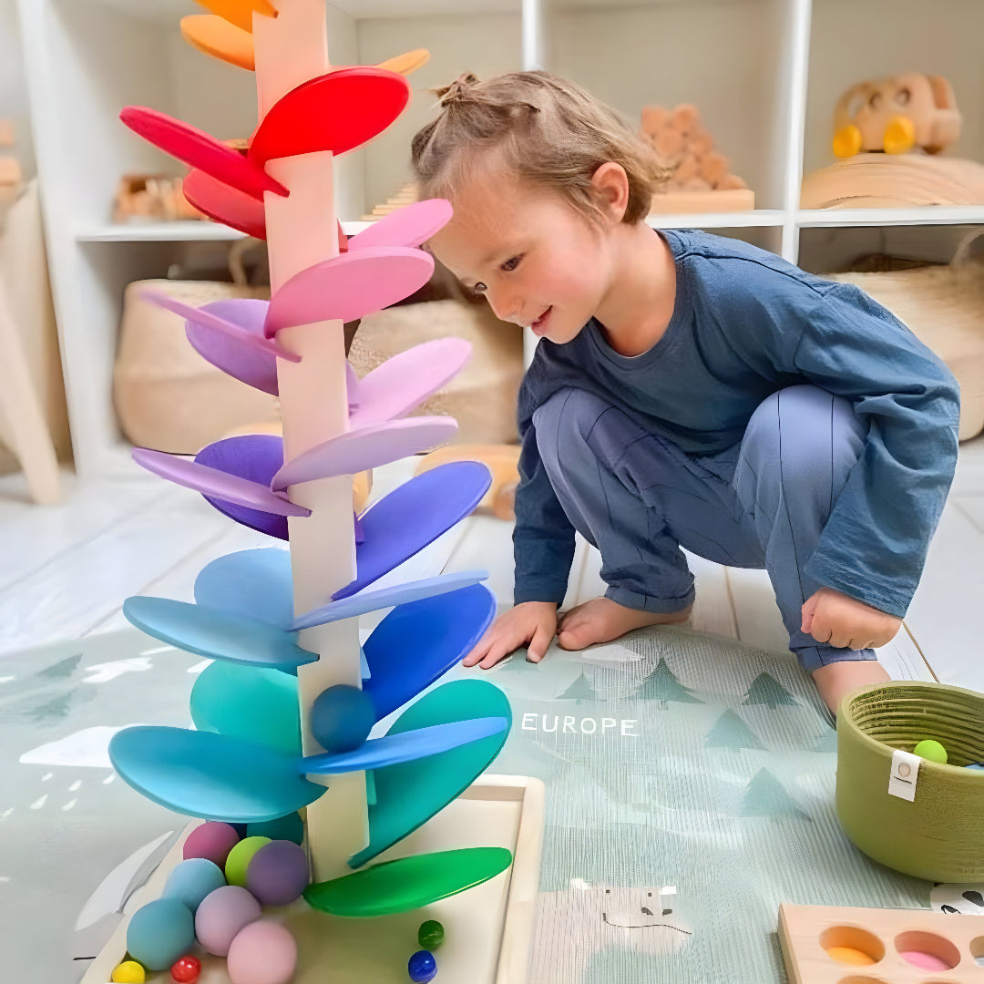 Houten Knikkerbaan Kleurrijk Educatief Speelgoed voor Motoriek en Creativiteit | Sansoti