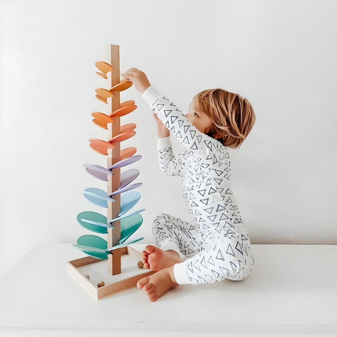 Houten Knikkerbaan Educatief Speelgoed Gekleurd Montessori 71cm Vanaf 10 Maanden | Sansoti