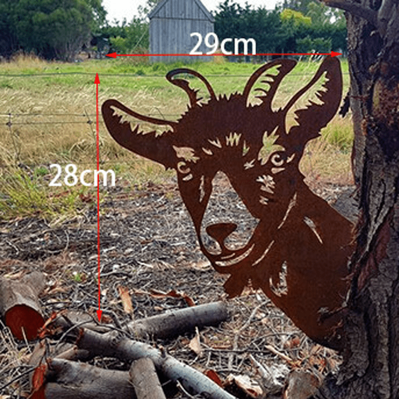 Décoration murale en métal représentant un animal de ferme, 28 x 29 cm, fer brun, ornement de jardin, décoration extérieure rustique, fait main | Sansoti