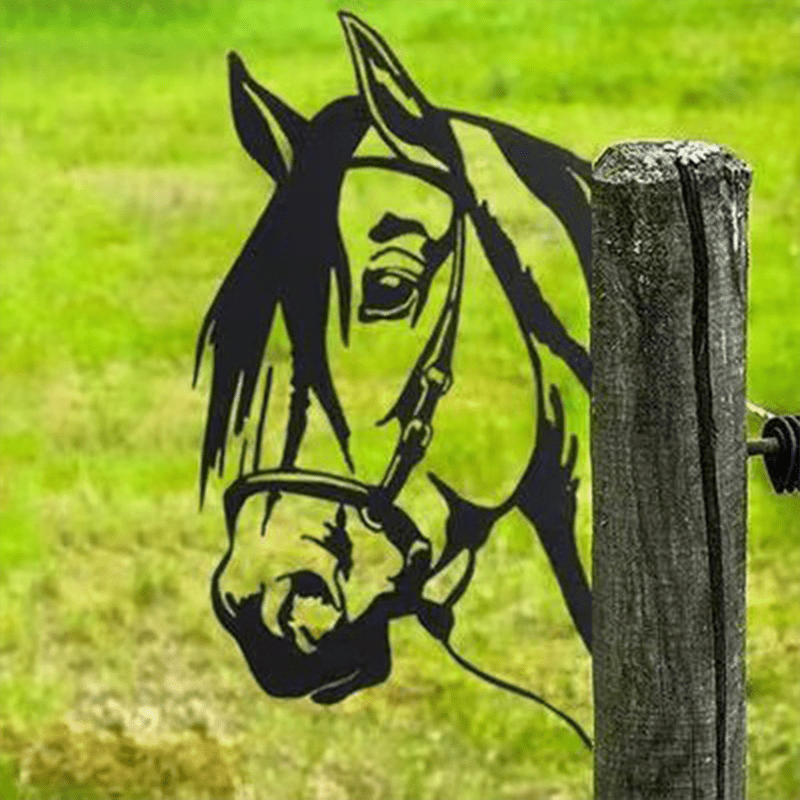 Décoration murale en métal représentant un animal de ferme, 28 x 29 cm, fer brun, ornement de jardin, décoration extérieure rustique, fait main | Sansoti