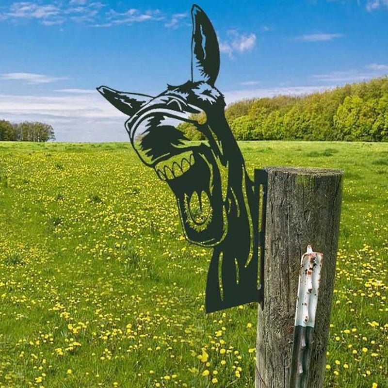 Décoration murale en métal représentant un animal de ferme, 28 x 29 cm, fer brun, ornement de jardin, décoration extérieure rustique, fait main | Sansoti
