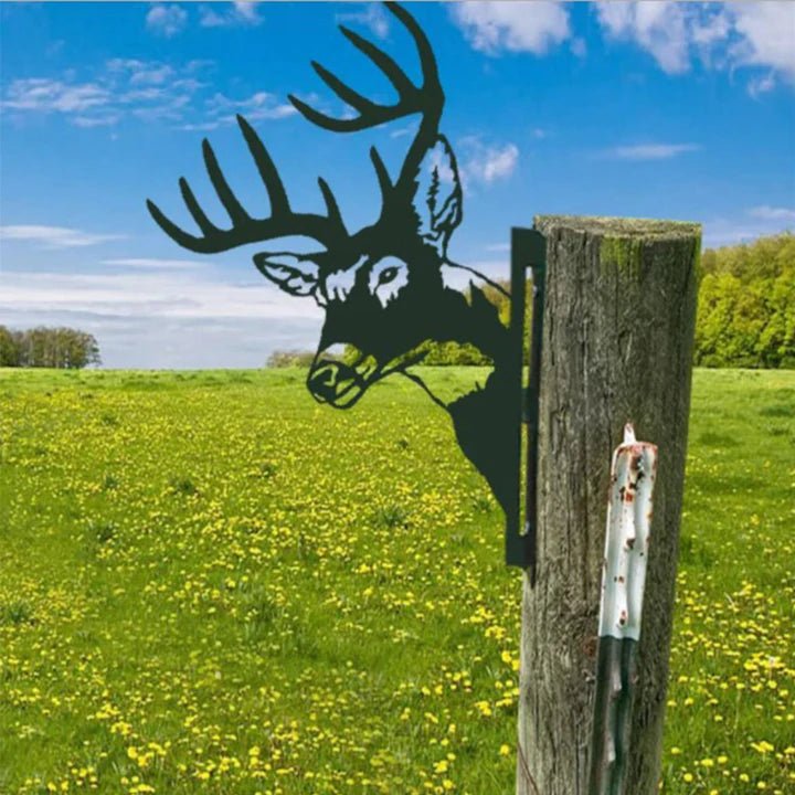 Décoration murale en métal représentant un animal de ferme, 28 x 29 cm, fer brun, ornement de jardin, décoration extérieure rustique, fait main | Sansoti
