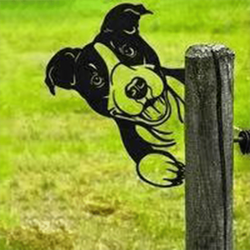 Décoration murale en métal représentant un animal de ferme, 28 x 29 cm, fer brun, ornement de jardin, décoration extérieure rustique, fait main | Sansoti