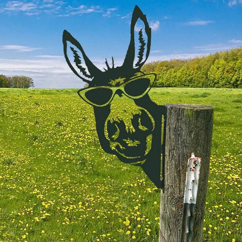 Décoration murale en métal représentant un animal de ferme, 28 x 29 cm, fer brun, ornement de jardin, décoration extérieure rustique, fait main | Sansoti