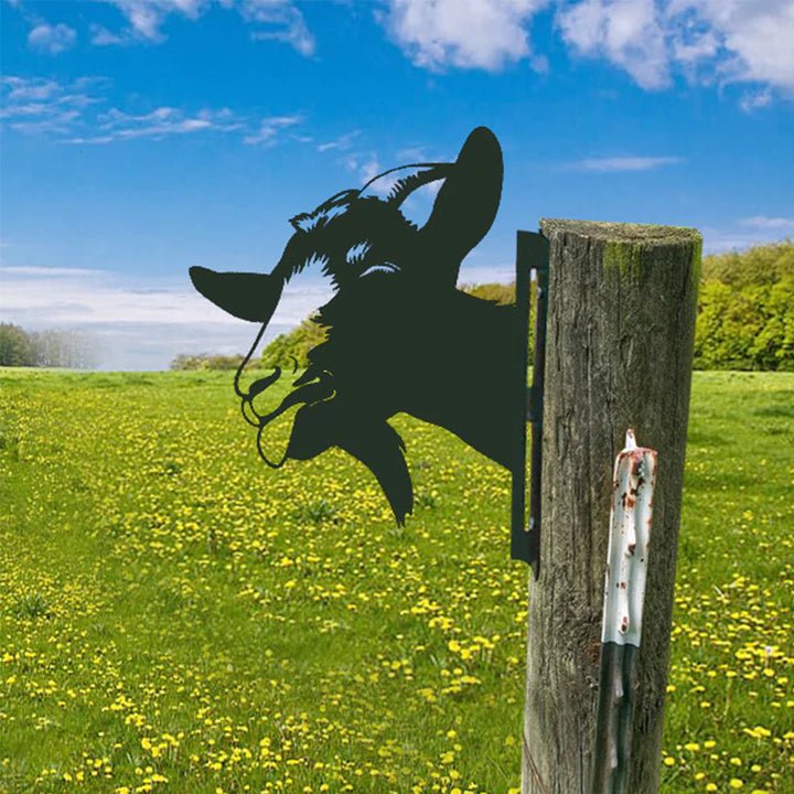 Décoration murale en métal représentant un animal de ferme, 28 x 29 cm, fer brun, ornement de jardin, décoration extérieure rustique, fait main | Sansoti