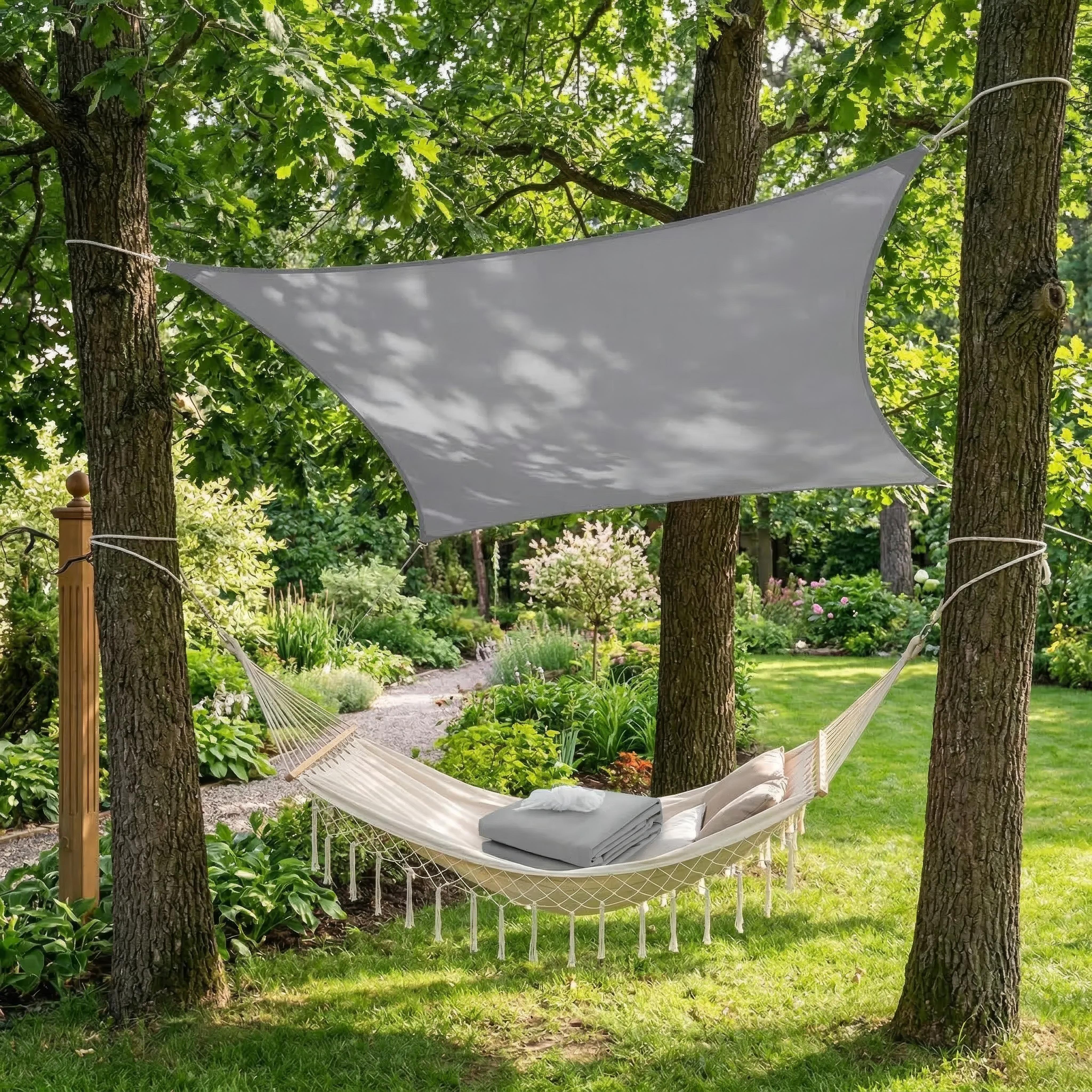 Waterdicht Rechthoekig Schaduwdoek voor Terras, Balkon en Tuin – Polyester UV-Bescherming | Sansoti