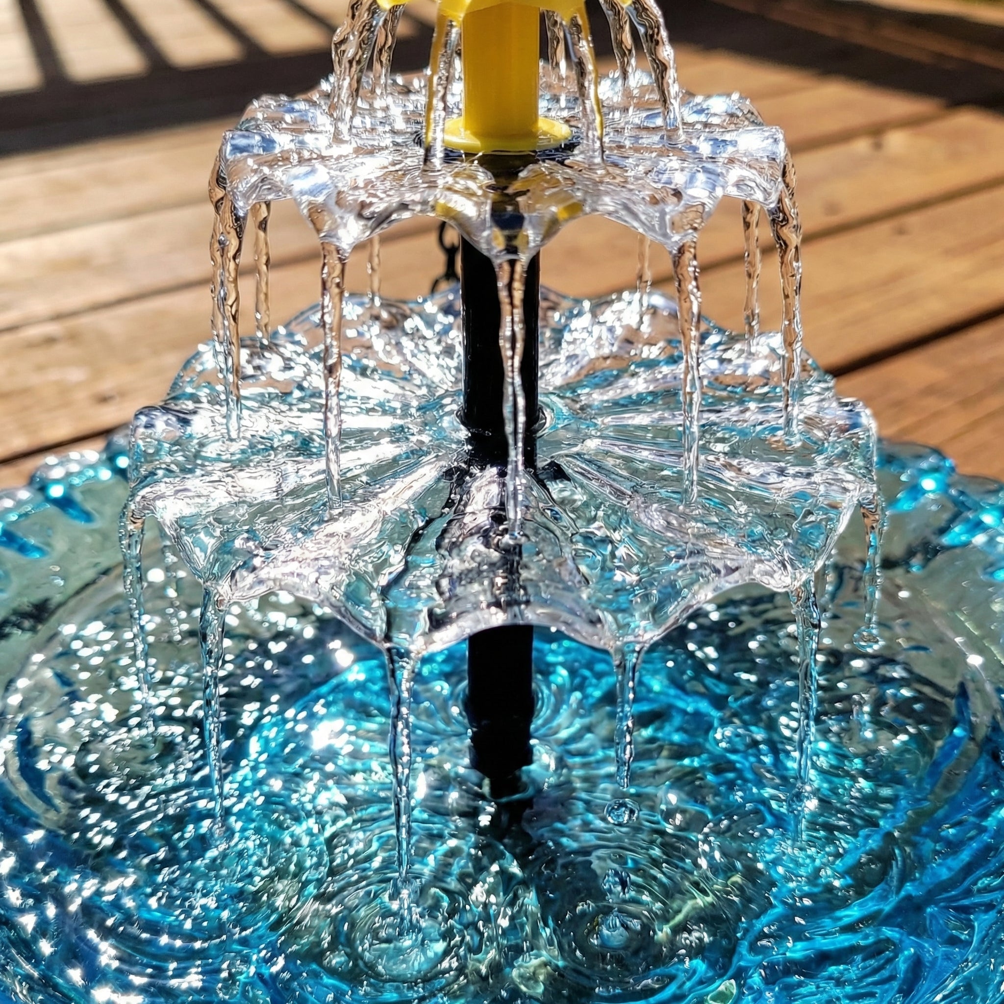 Hangende Zonnevogeldrinkbak Glas Fontein 2-Traps 25,5cm Tuin Terras Balkon Zonne-energie Kabellos Vogelbad Waterval Blauw Roze Zwart | Sansoti