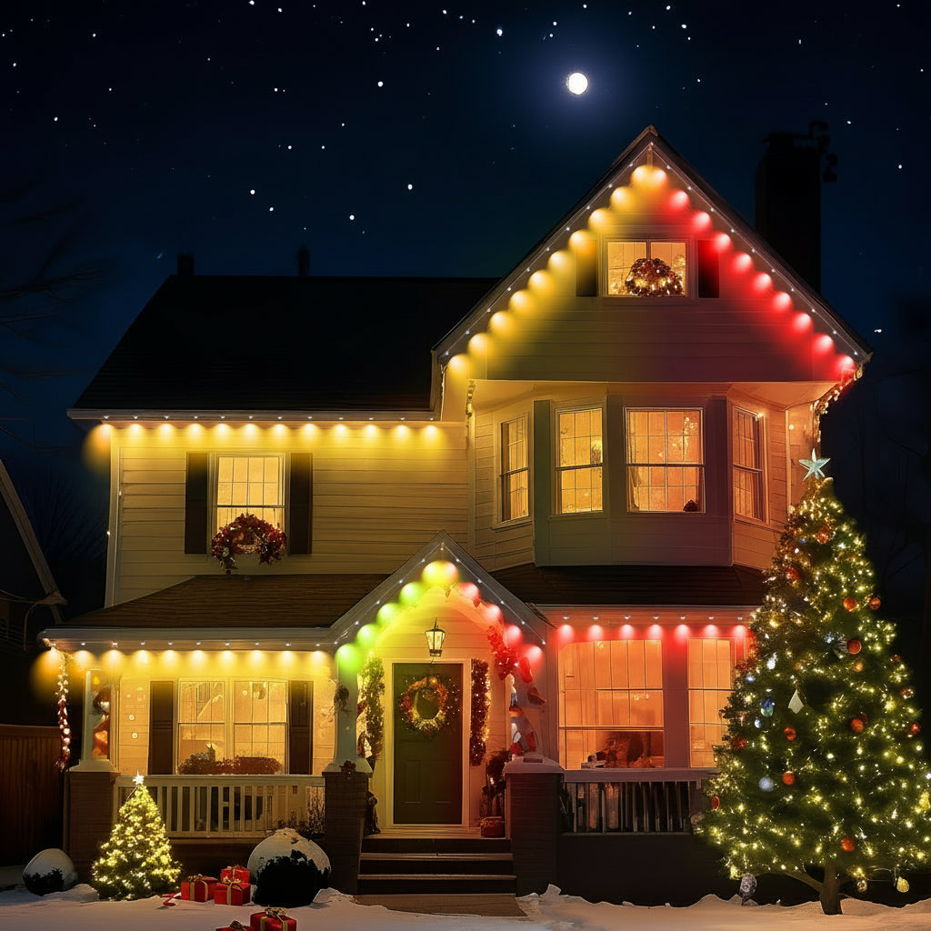 Smart LED Roofline Lighting 15m-30m App Control Multicolor Outdoor Lighting Holiday Garden Decoration | Sansoti