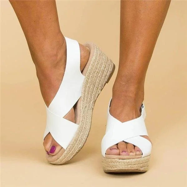 Orthopedische Espadrilles Sleehak Clara Comfortabele Zomerschoen Elastisch Dames Zwart Beige Wit Casual | Sansoti