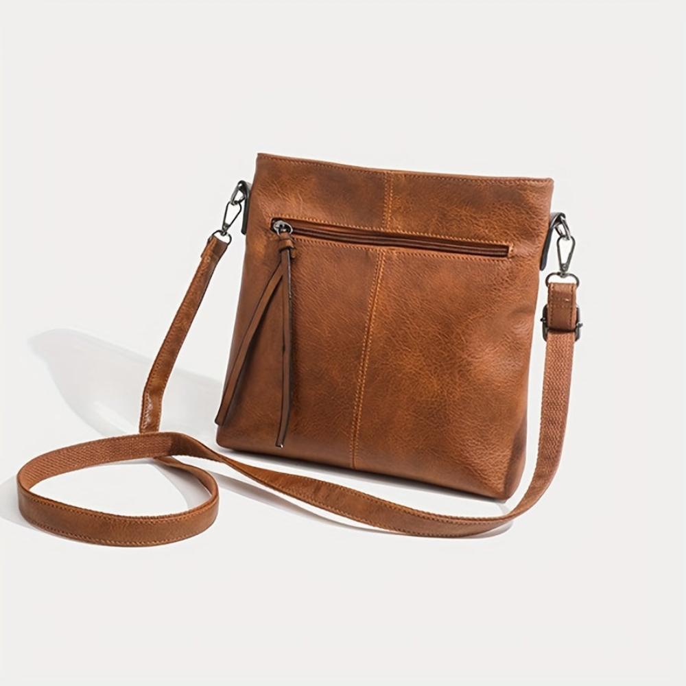 Vierkante Retro Schoudertas Bruin Crossbody Damestas Compacte Stijlvolle Schoudertas Dagelijks Gebruik | Sansoti