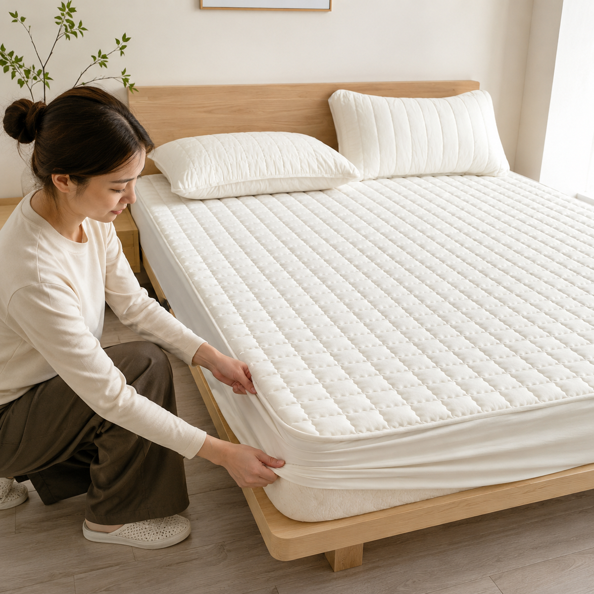 Protège-matelas déperlant avec couche supérieure matelassée pour une protection optimale et un confort accru dans la chambre | Sansoti