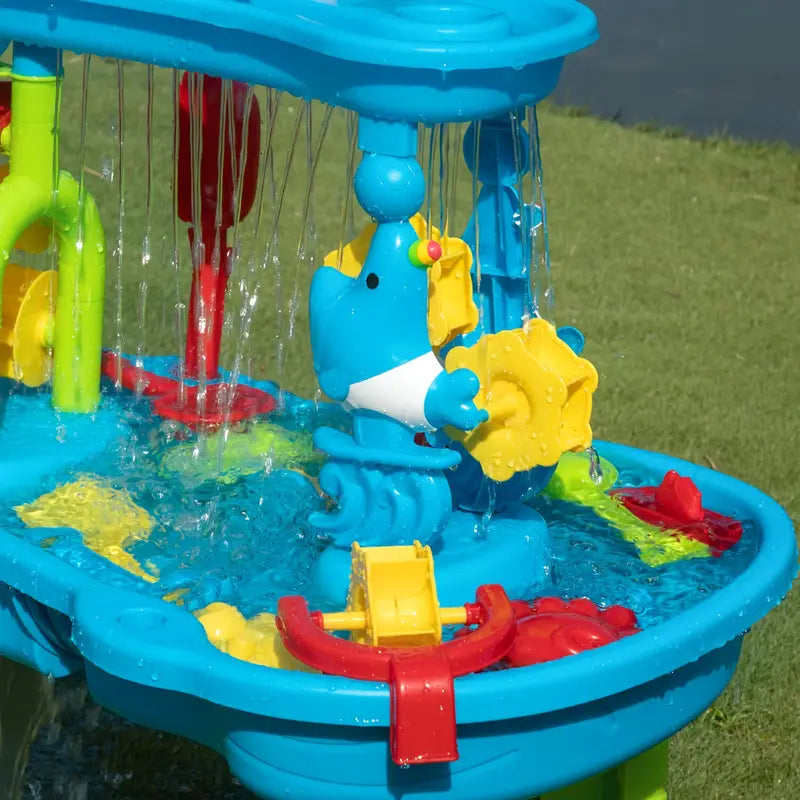 Waterspeeltafel met Accessoires voor Kinderen – Buiten Speelgoed met Watermolen en Watertoren 63x41x82cm – Scandinavisch Geïnspireerd Zandwater Tafeltje voor Tuin | Sansoti