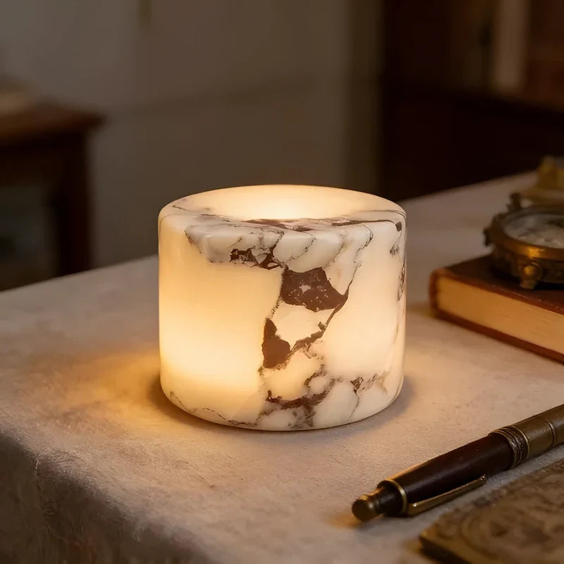 Lampe de table rechargeable en marbre, sans fil, avec commande tactile, LED blanc chaud à intensité variable, lampe d’ambiance pour table de chevet et bureau | Sansoti