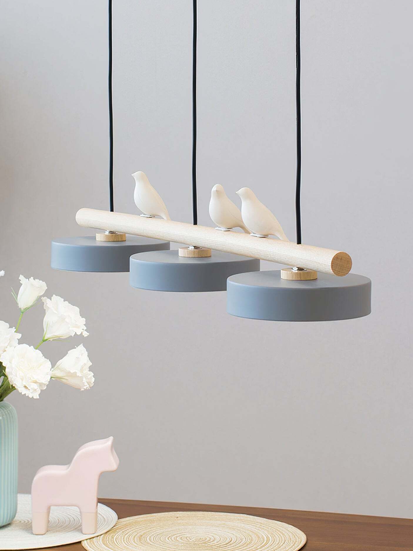 Hanglamp Hout Design Vogelvorm Drie Kappen Scandinavisch Keukeneiland | Sansoti