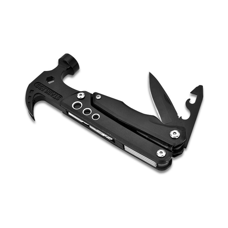 19-in-1 Multitool Hamer – Veelzijdig Gereedschap met Combinatie van Hamer, Tang, Schroevendraaier, Mes, Flesopener en 13 Extra Functies voor Camping, Klussen en Noodgevallen | Sansoti