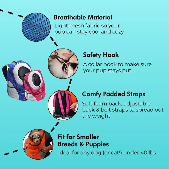 Sac à dos de transport pour chiens, en mesh respirant, pour petits et moyens chiens, voyages, vélo, promenades et activités en plein air | Sansoti
