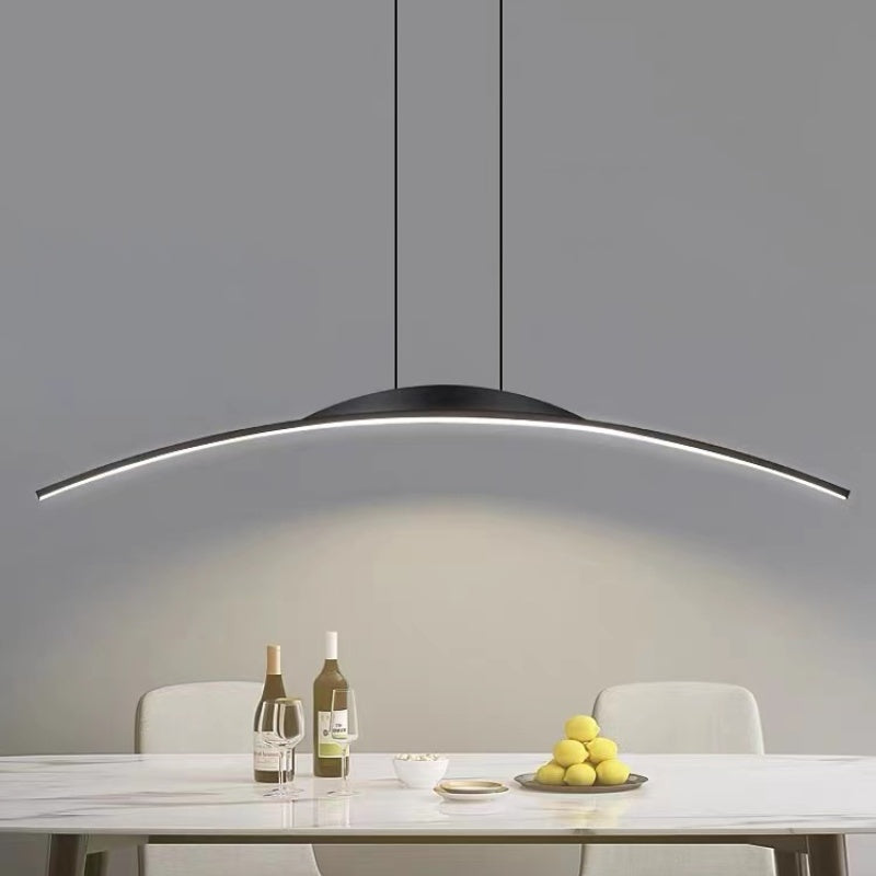 Hanglamp Gebogen Metaal LED Dimbaar Afstandsbediening Lineair Boogvorm Modern Interieur Kantoor 100cm | Sansoti