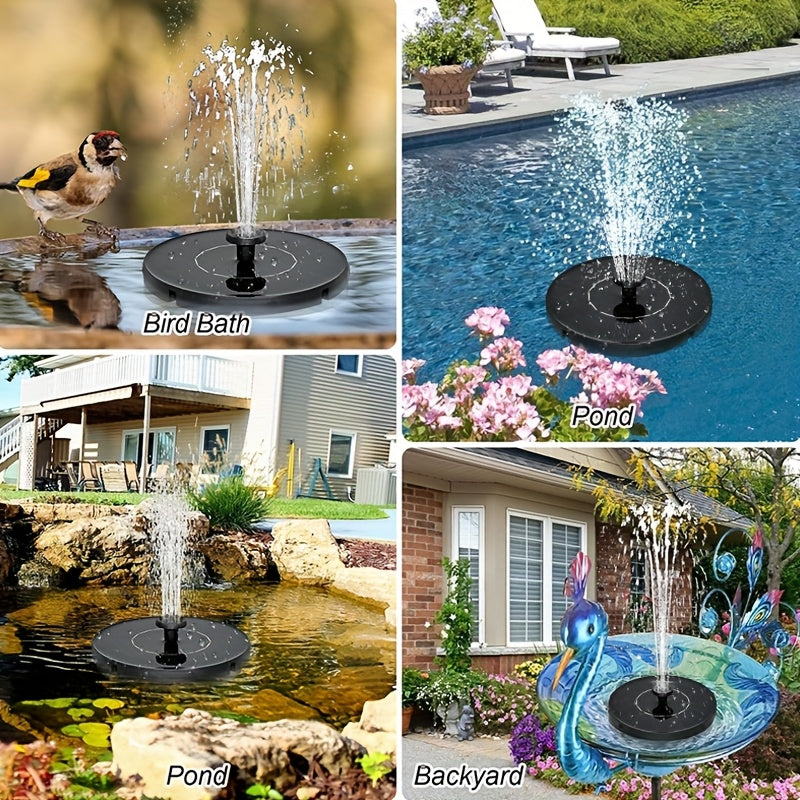 Drijvende Tuinfontein op Zonne-energie met Verwisselbare Sproeiers voor Vijver Vogelbad Terras Tuin Waterornament | Sansoti