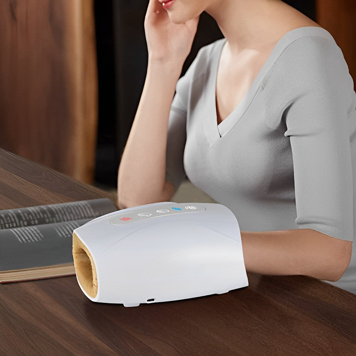 Appareil électrique de massage des mains avec fonction chauffante, 3 niveaux d’intensité, rechargeable, pour les doigts et la paume | Sansoti