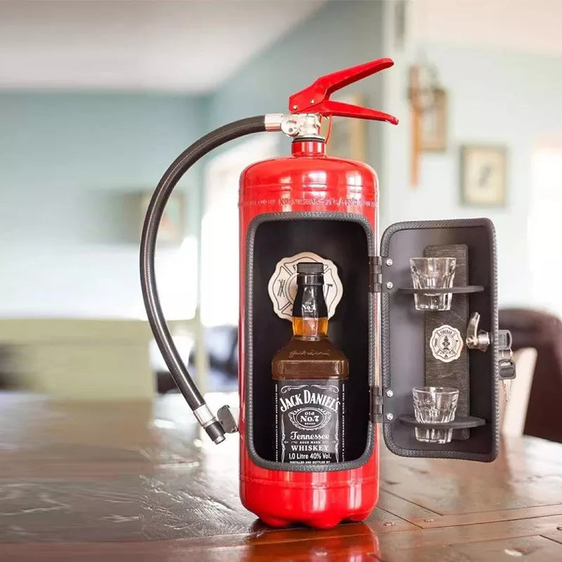 Brandblussershouder voor Flessen Rood Zwart Decoratief Blusapparaat Wijnhouder Drankdispenser Humoristische Barattribute Whisky Champagne Gin Wodka Origineel Cadeau | Sansoti