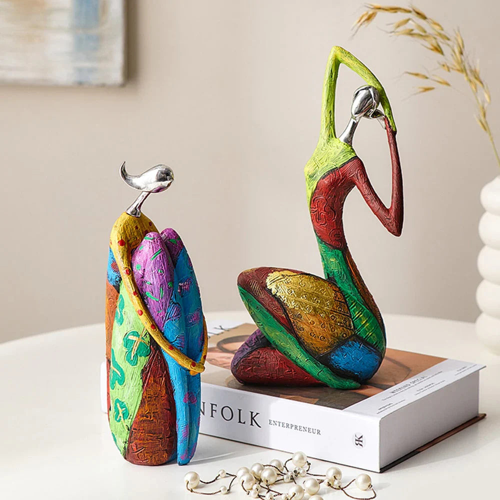 Abstrakte Frauenfigur Handgemachte Harz Bunt Moderne Kunstskulptur Wohnzimmer Geschenk | Restfield