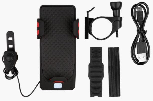 Fietslamp Telefoonhouder Powerbank 4000mAh 400 Lumen Met Claxon | Sansoti