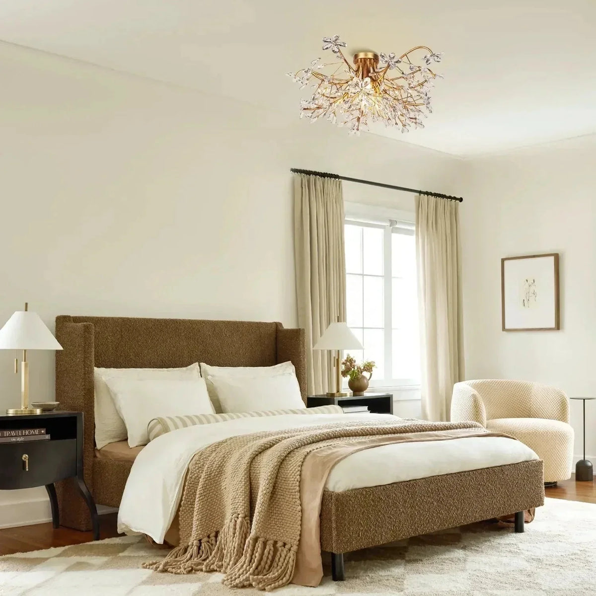 Crystal Ceiling Light Ø70cm Iron Hand-Finished Blossom Design Four Lights Elegant Venetian Living Room | Sansoti