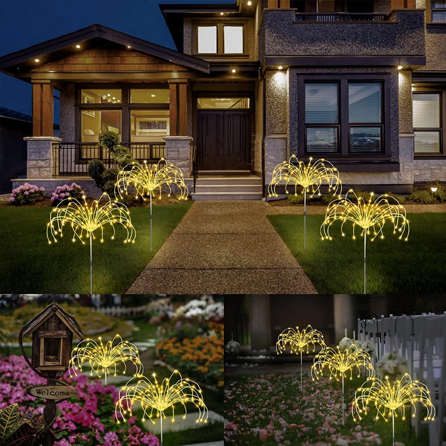 Solar Lamp Fireworks Effect 120 LED Waterproof Garden Lighting 70cm for Path Pool | Sansoti