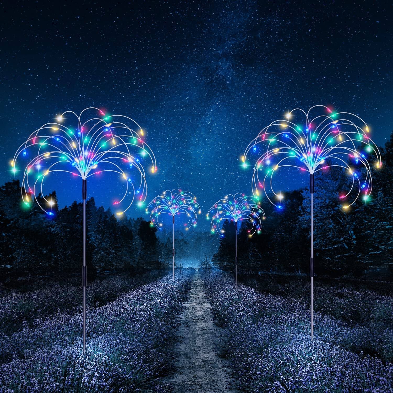 Zonnevuurwerk Tuinlamp 120 LED | Waterdicht IP65 | 8 Verlichtingsmodi | Sansoti