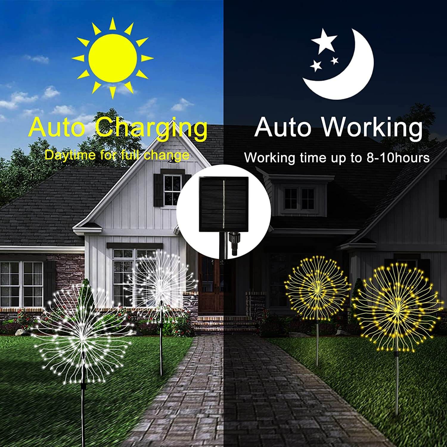 Zonnevuurwerk Tuinlamp 120 LED | Waterdicht IP65 | 8 Verlichtingsmodi | Sansoti