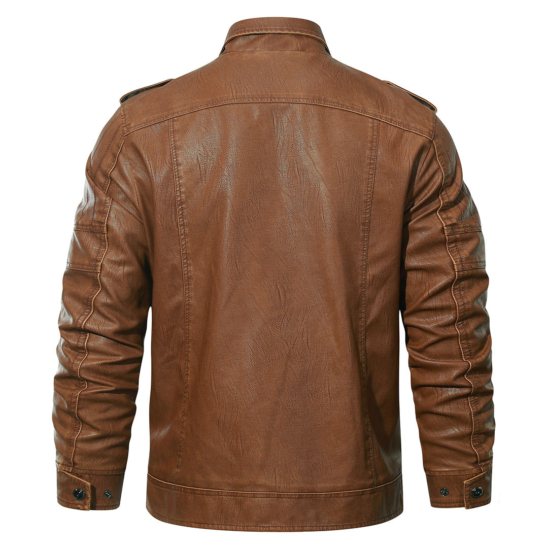 Fleece Motorjas Dames Heren Biker Jacket Kunstleer Waterbestendig Sienna Bruin Zwart Casual Streetwear | Sansoti