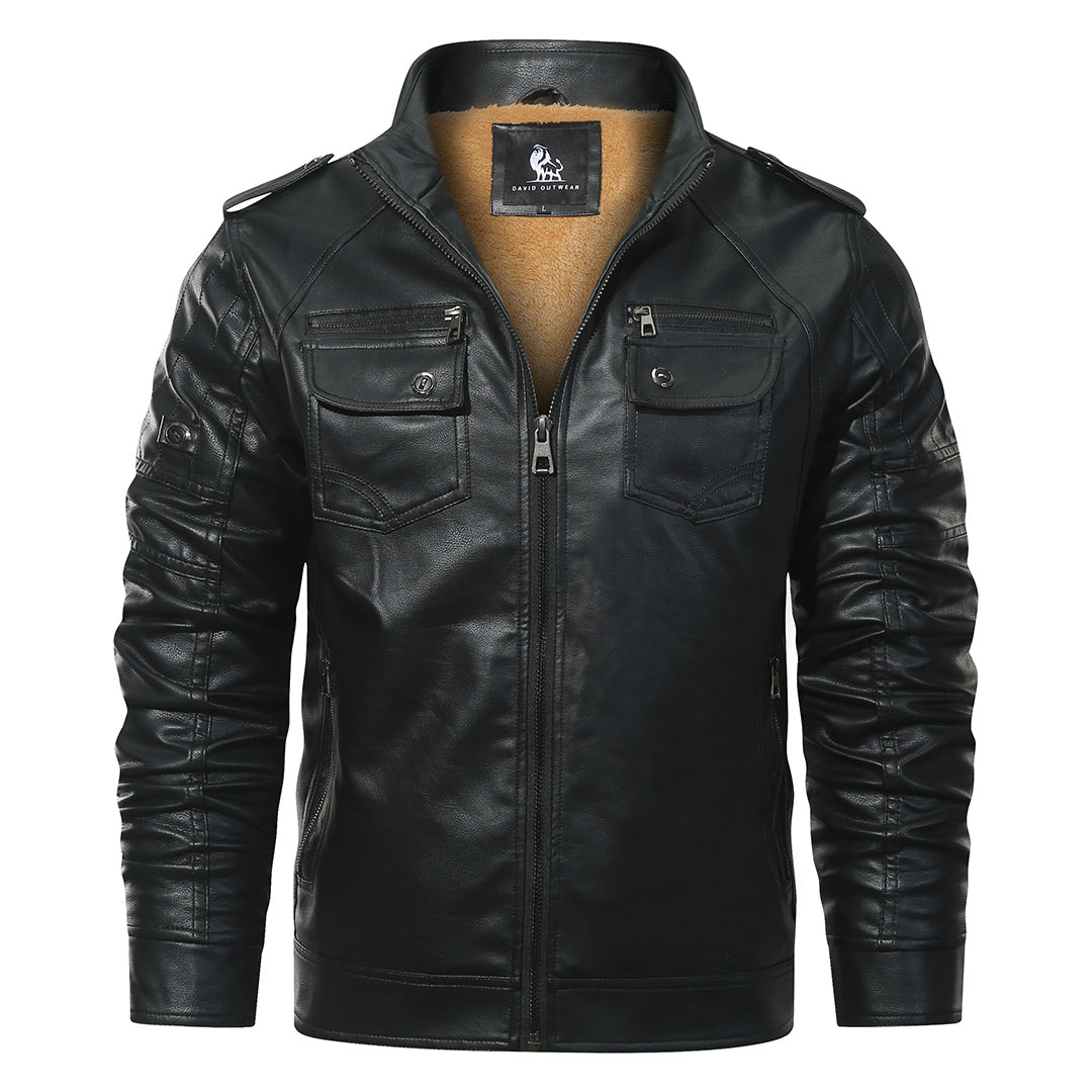 Fleece Bikerjack Kunstleer Waterafstotend Motor Jas Zwart Krasnaadriem Unisex Dames Heren Retro Stijl Mode | Sansoti