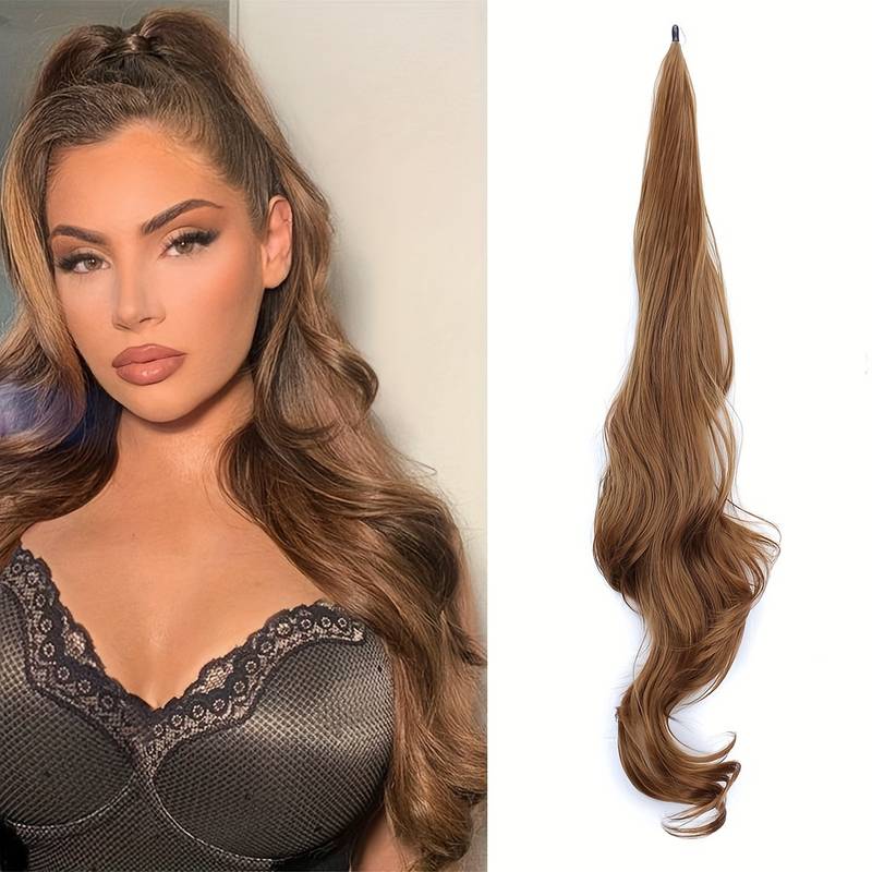 Wikkelstaart Hairextension voor Vol Lang Haar Golven Synthetisch Bevestiging Haarverlenging 10 Kleuren | Sansoti