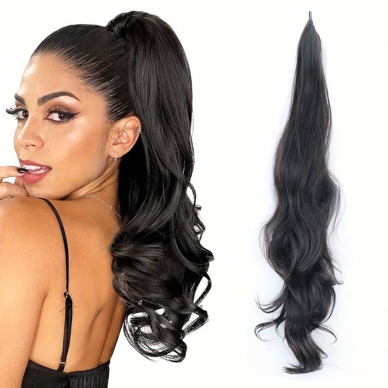 Wikkelstaart Hairextension voor Vol Lang Haar Golven Synthetisch Bevestiging Haarverlenging 10 Kleuren | Sansoti
