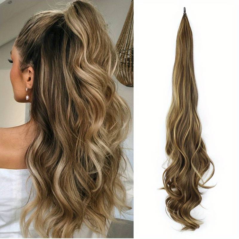 Wikkelstaart Hairextension voor Vol Lang Haar Golven Synthetisch Bevestiging Haarverlenging 10 Kleuren | Sansoti