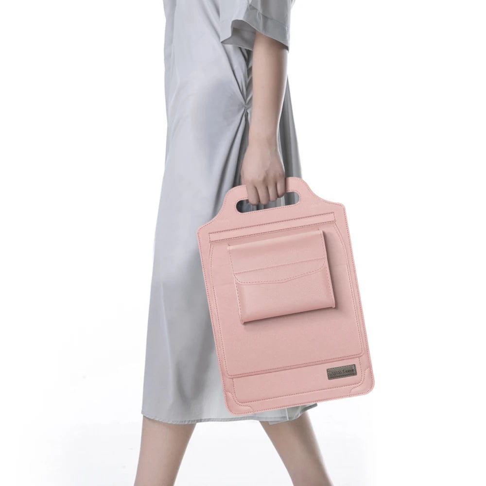 Luxe Laptop Sleeve met Verstelbare Standaard | Ergonomisch PU-Leer Werkstation voor 11-15.6 Inch | Mobiele Kantooroplossing | Sansoti