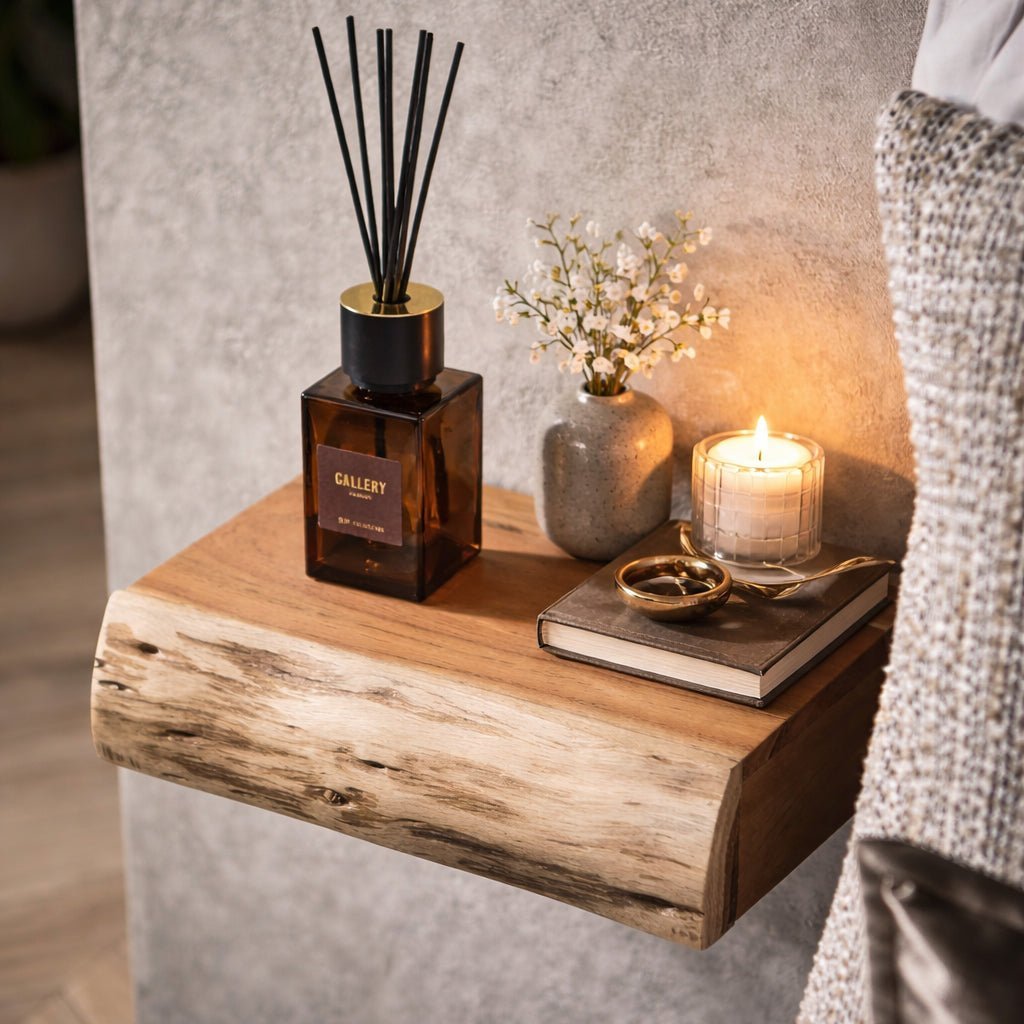 Zwevend Nachtkastje Set van 2 Acaciahout Wandmontage Modern Slaapkamer Opbergruimte Scandinavisch Design | Sansoti