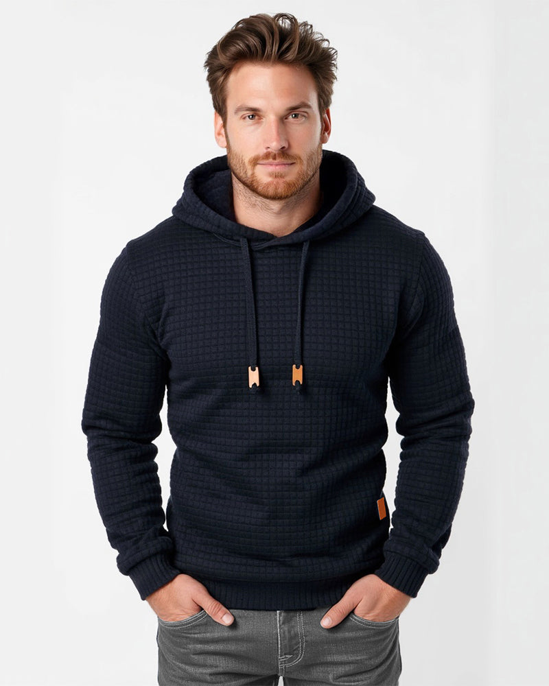 Hoodie en maille à motif texturé, coupe ajustée, pull à capuche pour hommes et femmes, sweat-shirt confortable | Sansoti
