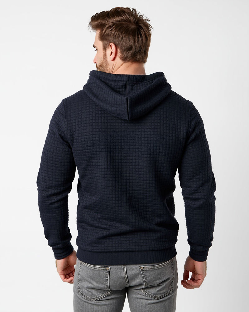 Hoodie en maille à motif texturé, coupe ajustée, pull à capuche pour hommes et femmes, sweat-shirt confortable | Sansoti